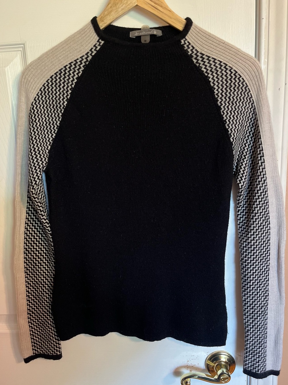 Smartwool ✨ Base Layer Ski Sweater Black and Ivory Merino Wool Blend - Picture 2 of 6